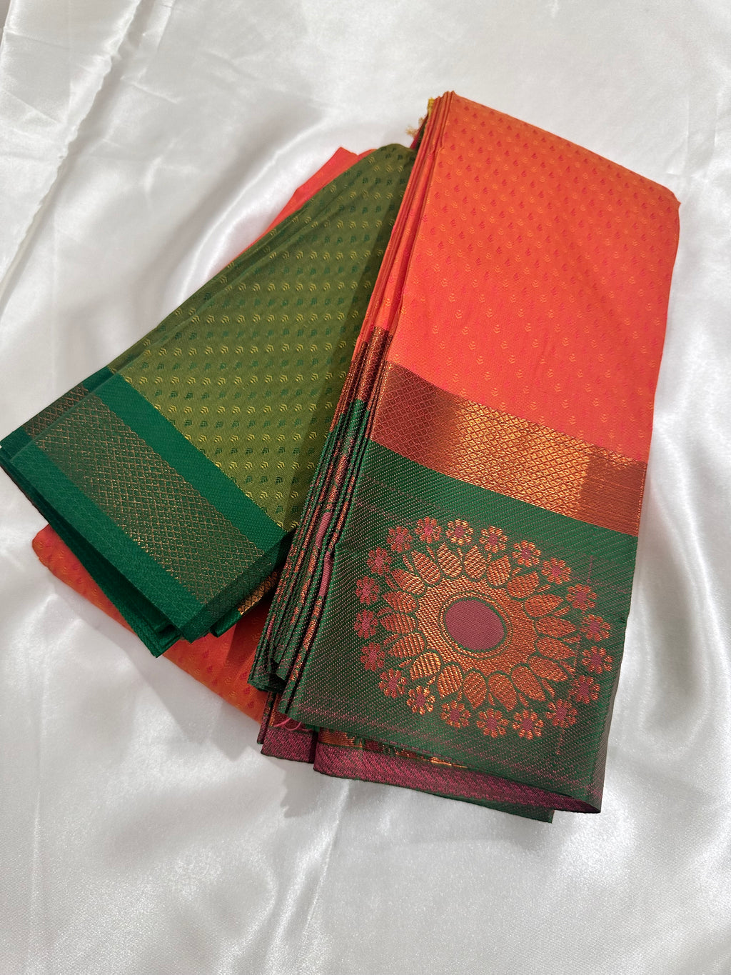 Coral-Peach —  Silk Saree