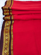 Thara — Red Kanchi Mul Mul Cotton Saree