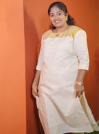 Golden Aura - Tissue Cotton Straight-Fit Slitted Kurti & Pants