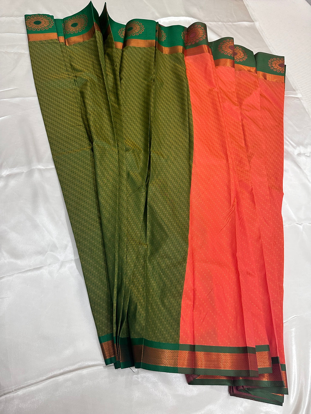 Coral-Peach —  Silk Saree