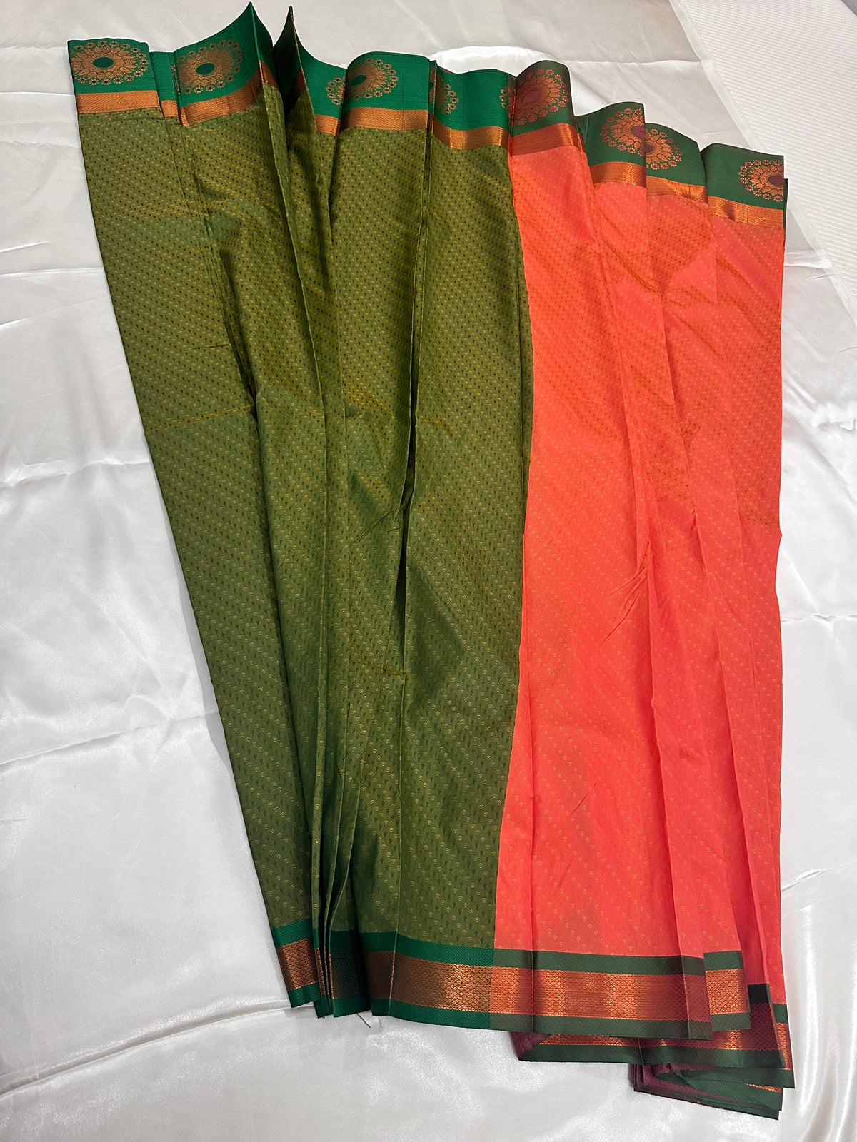 Coral-Peach —  Silk Saree
