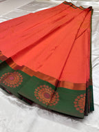 Coral-Peach —  Silk Saree
