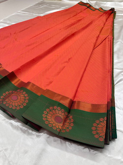 Coral-Peach —  Silk Saree