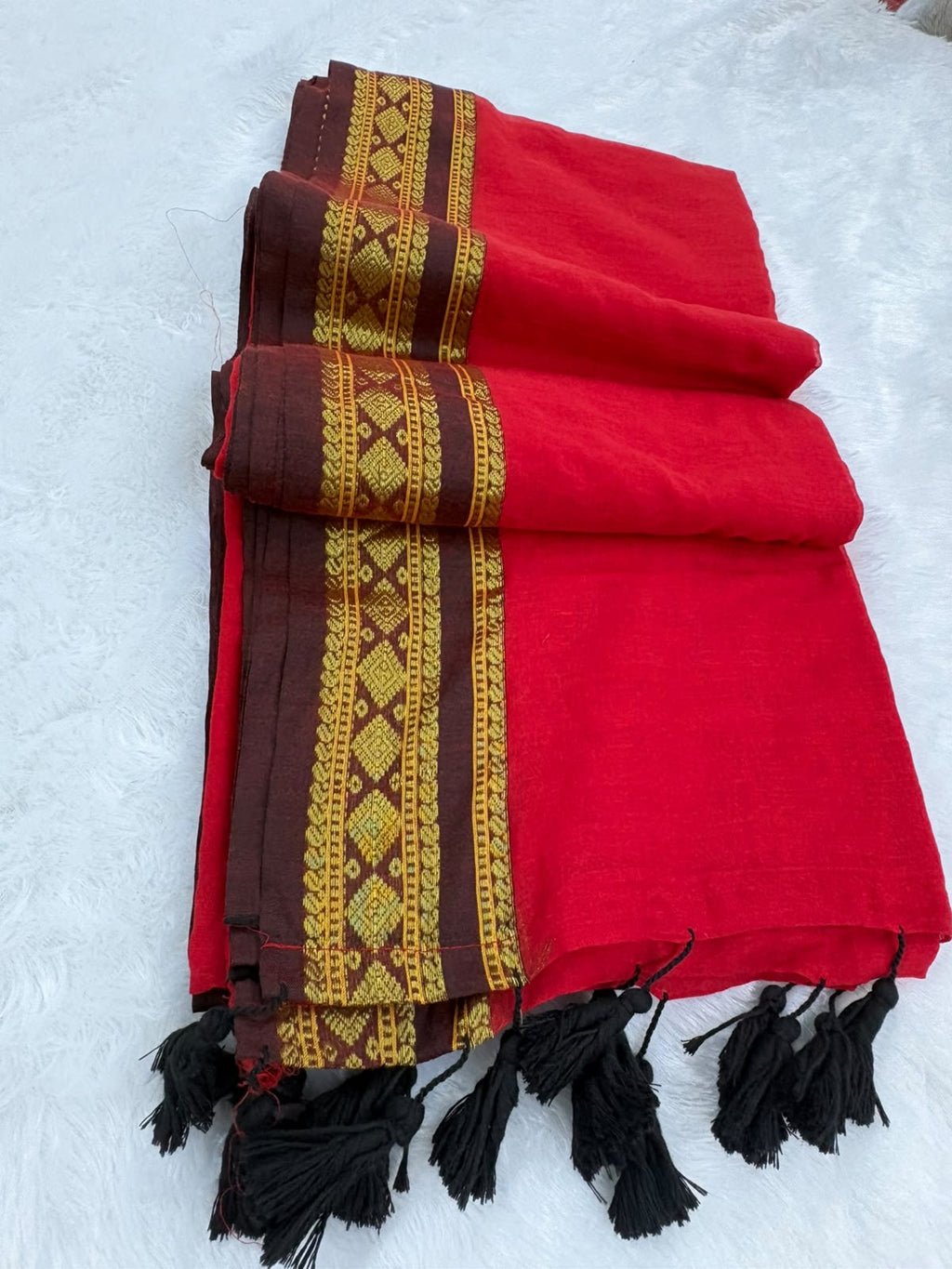 Thara — Red Kanchi Mul Mul Cotton Saree