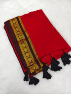 Thara — Red Kanchi Mul Mul Cotton Saree