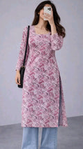 Women's Pink Printed Kurti