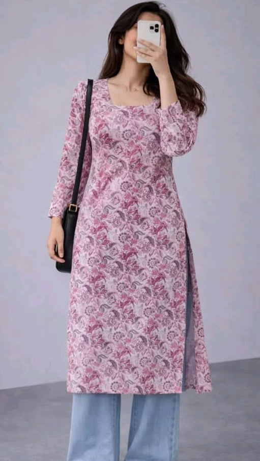 Women's Pink Printed Kurti