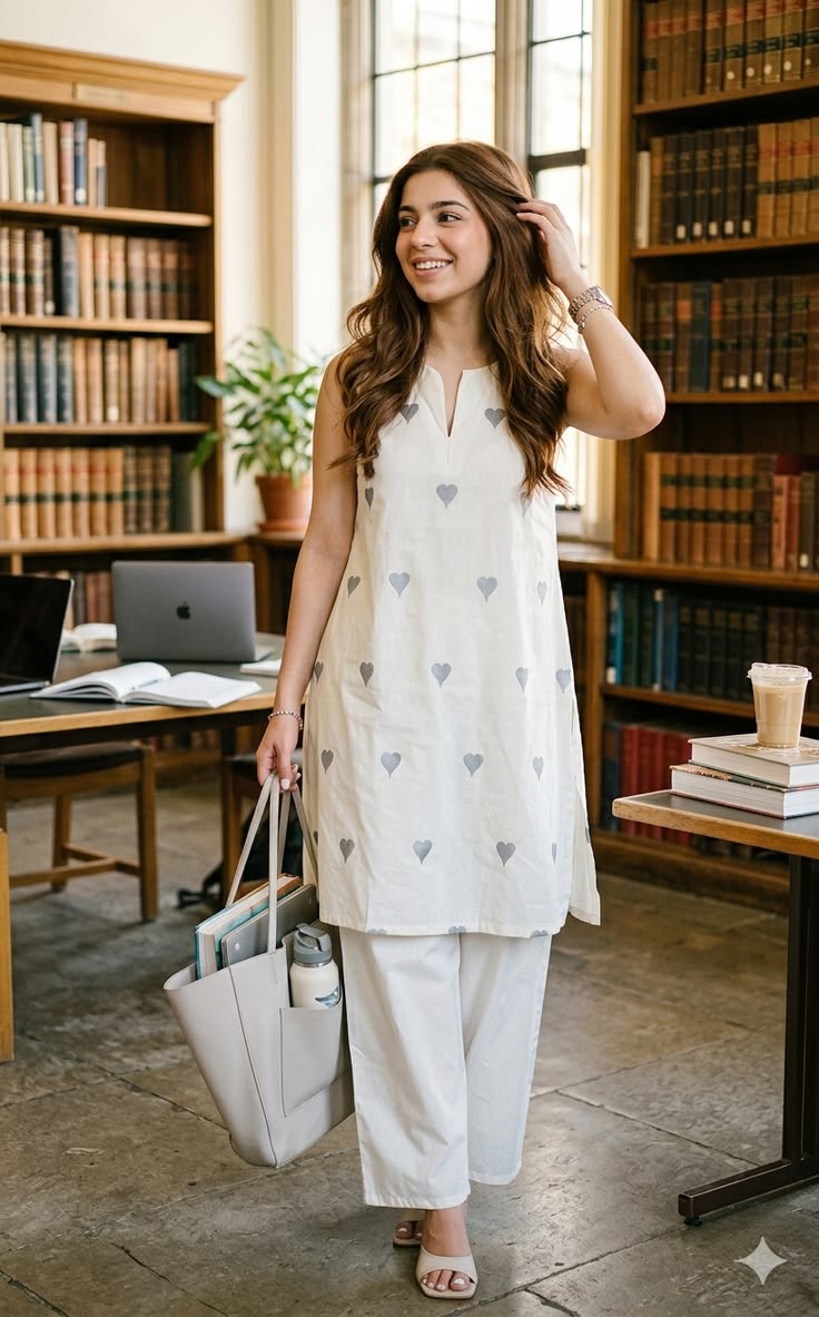 Women's White Printed Co-Ord Set
