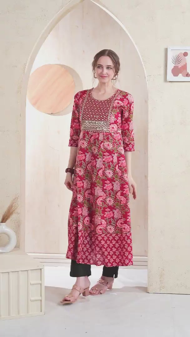 Women's Maroon Kurti